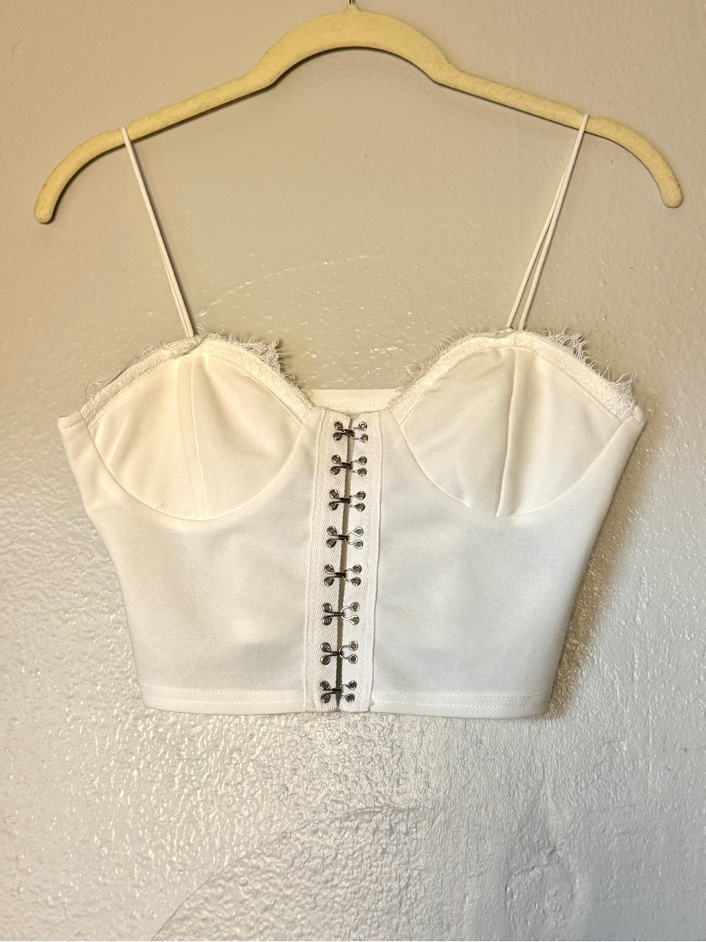 White Lace-Trim Bustier Crop Top - Unbranded